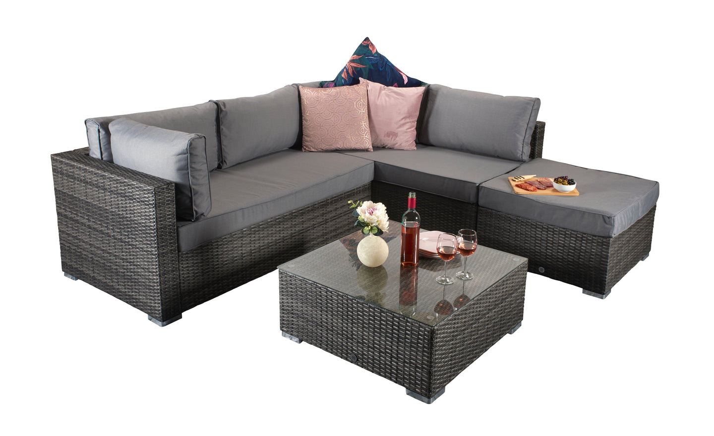 Signature Weave - Outdoor Furniture - Savannah - Corner Sofa In Flat Grey Weave
